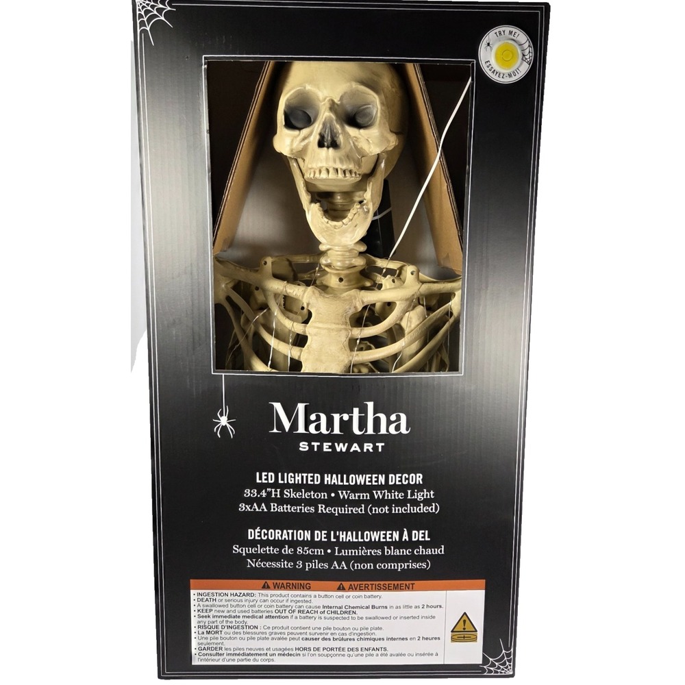 Martha Stewart Skeleton Halloween Decor 33.4" Ivory New LED Lighted Outdoor